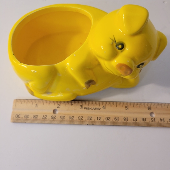 Adorable Vintage Yellow Pig Dish, Planter 😍 D4 - Picture 5 of 8